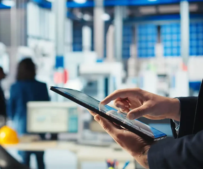 photovoltaics-factory-worker-uses-tracking-software-tablet-diagnose-system